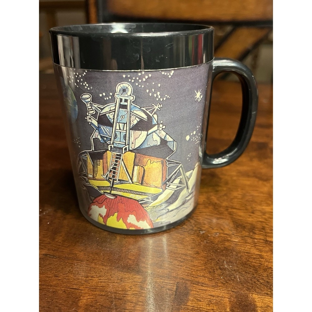 Vintage NASA Space Apollo Moon Plastic Cup Mug‎ SOUVENIR EUC